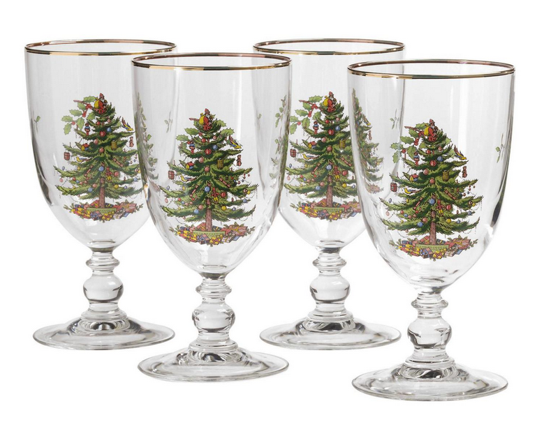 Spode Christmas Tree Pedestal Goblets